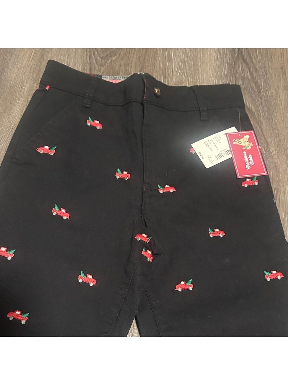 Gymboree Black Pants with Red Car Embroidery size 7 - Picture 2 of 4